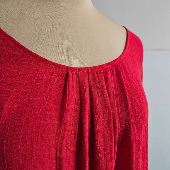 Red Blouse Batwing Tunic Top Flowy Boho Womens Plus Size 3X Holiday Relaxed Fit - Picture 7 of 16